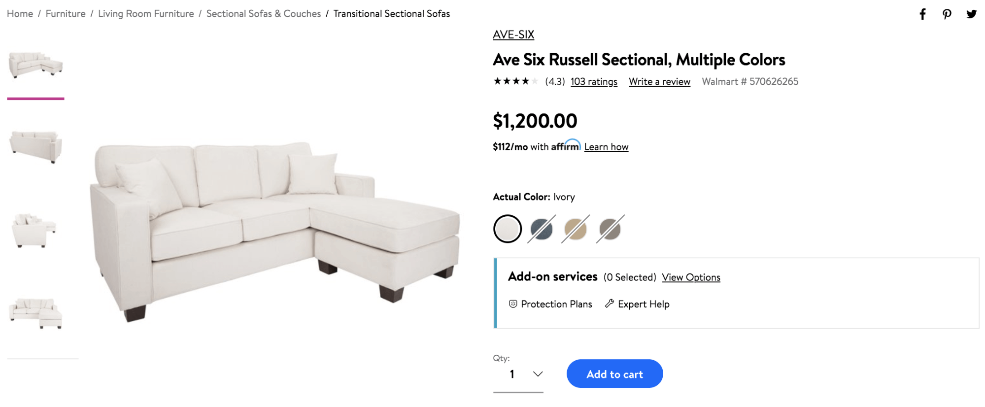 Walmart sofa chair on illustration– can you make $1000 dollar from Walmart affiliate program?