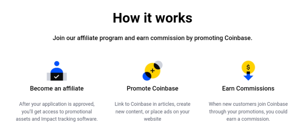 Homepage for the Coinbase affiliate program