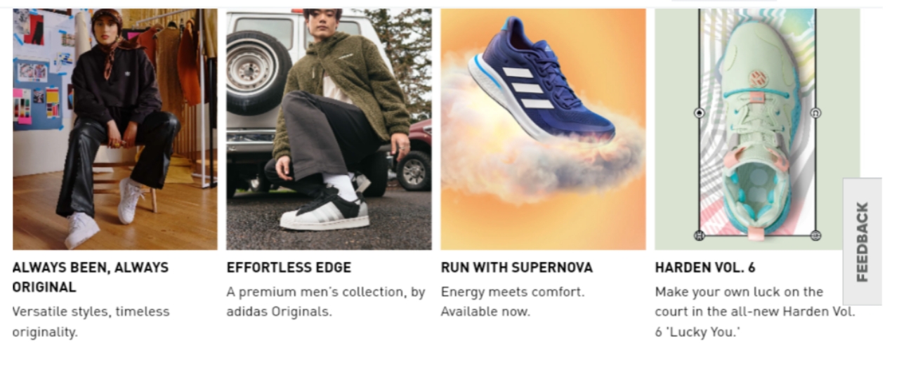 Adidas homepage – Adidas products variations