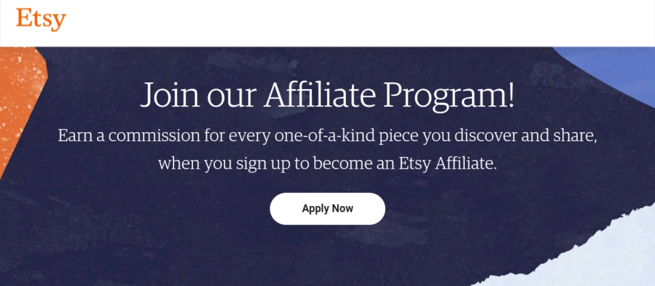 Etsy affiliate program landing page