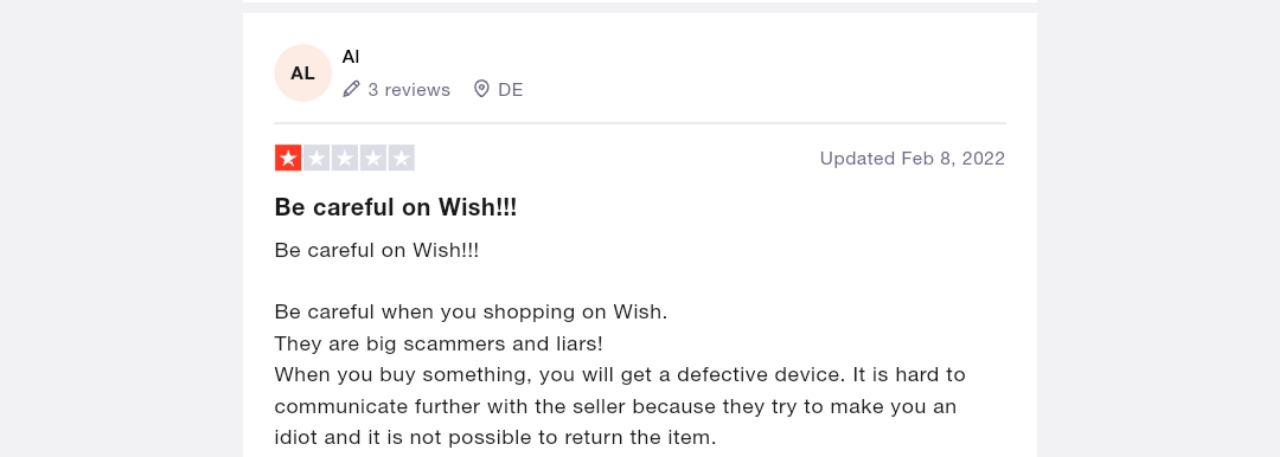 Trustpilot reviews on wish