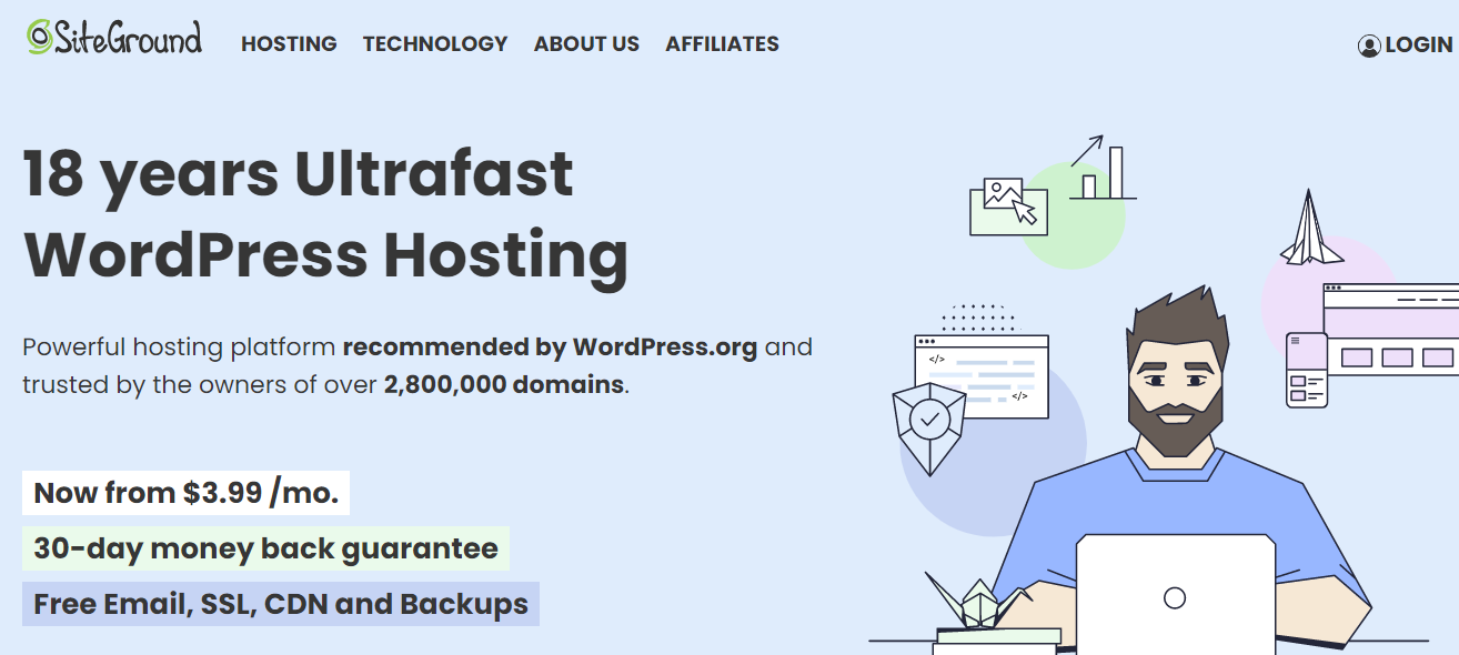 siteground homepage - best hosting for a pet niche website