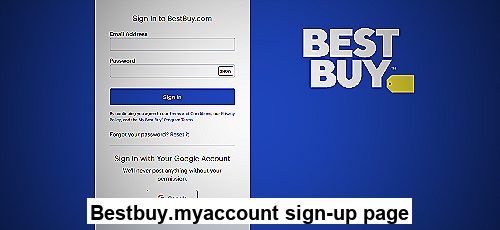 A computer screen displaying the Bestbuy.myaccount sign-up page