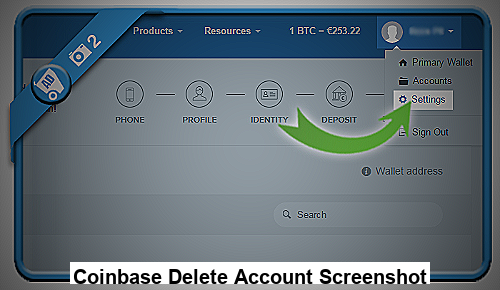 Coinbase Delete Account Screenshot