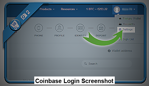 Coinbase Login Screenshot