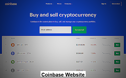 An image of the Coinbase website