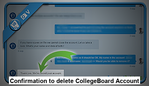 Confirmation to delete CollegeBoard Account