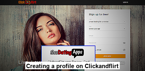 User creating a profile on Clickandflirt