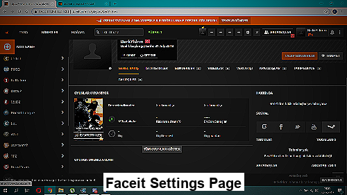 Screenshot of faceit settings page with highlighted 'Delete Account' option