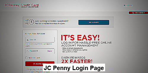 Image of JC Penny login page
