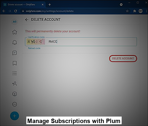 Screenshot showing how to manage subscriptions on Plum