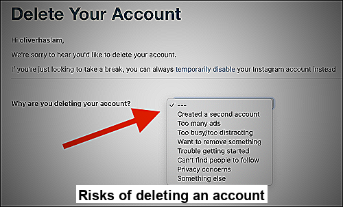 Image of the risks of deleting an account online