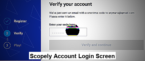 Scopely Account Login Screen