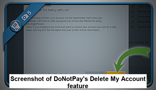 Screenshot of DoNotPay's Delete My Account feature