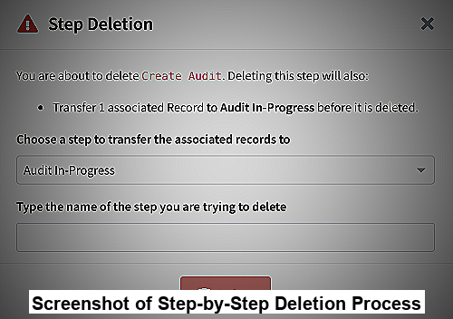 Screenshot of Step-by-Step Deletion Process